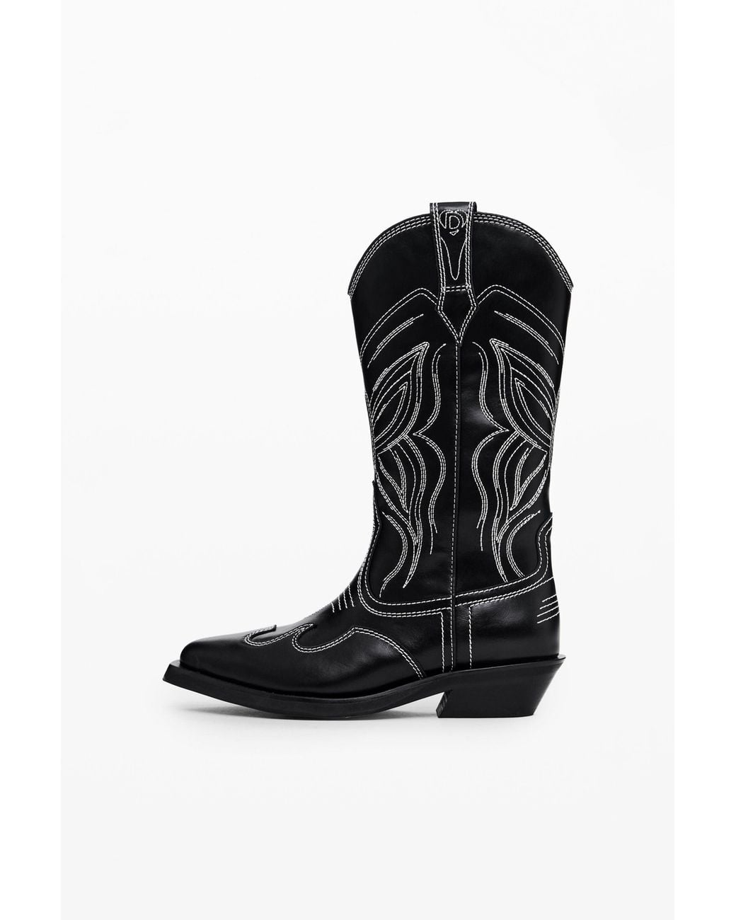 Desigual Black Cowboy Boot, Cow Leather