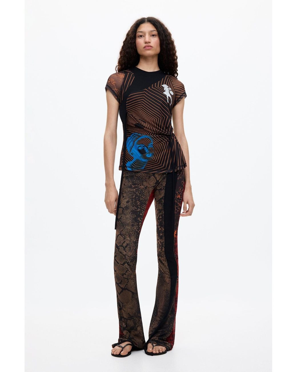 Desigual Blue Printed Tulle T-Shirt Ottolinger