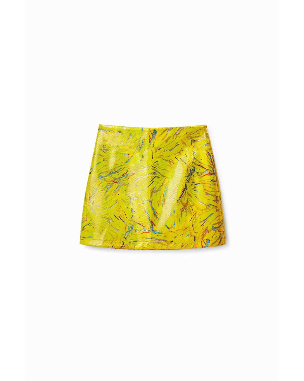 Desigual Yellow Arty Slim Mini Skirt, Polyurethane