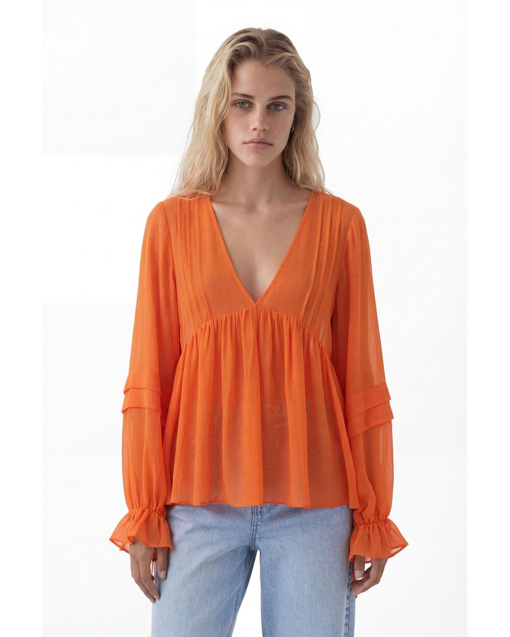 Desigual Orange Layered Blouse, Polyester