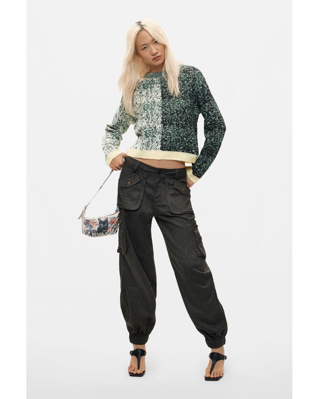 Desigual Green Chunky Knit Sweater