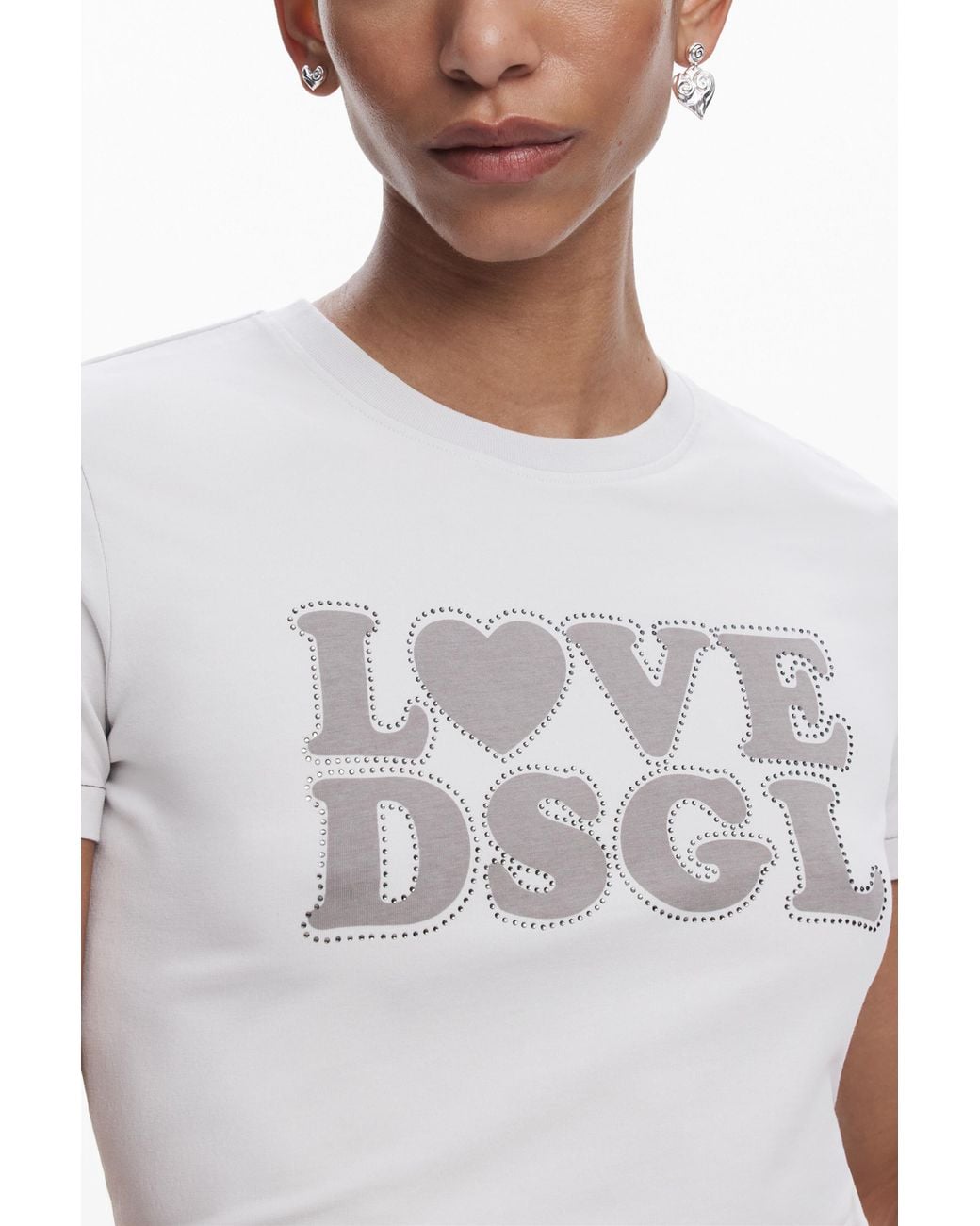 Desigual Blue Plain Text T-Shirt, Cotton