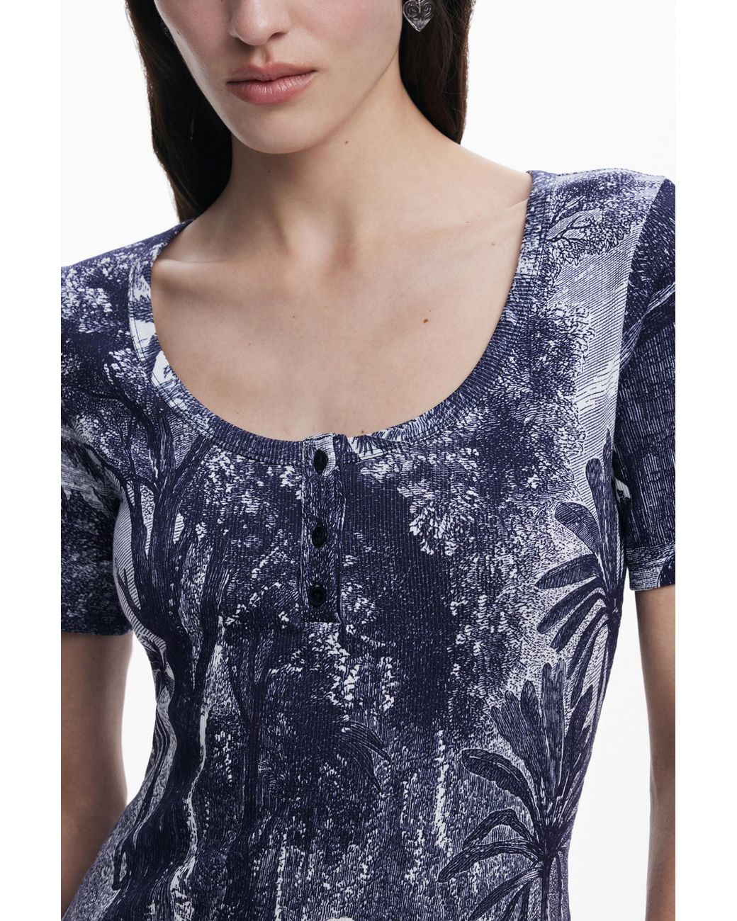 Desigual Blue Dress Designed By Mr. Christian Lacroix, Cotton