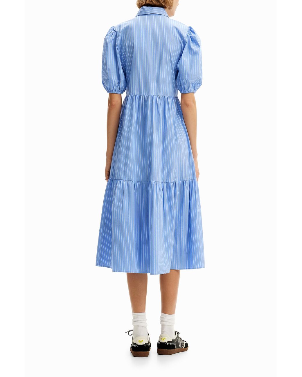 Desigual Blue Striped Midi Shirt Dress