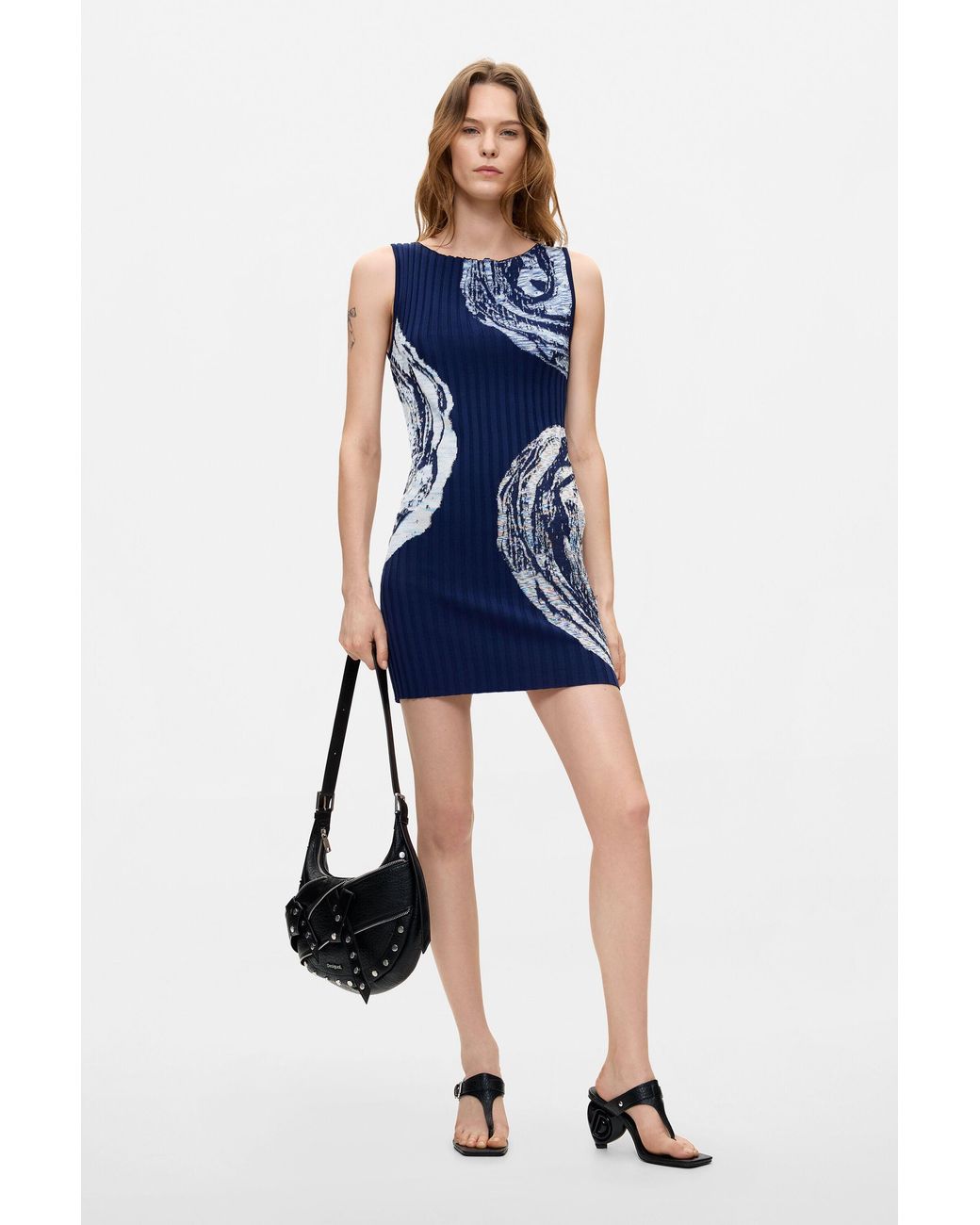 Desigual Blue Printed Sleeveless Dresses