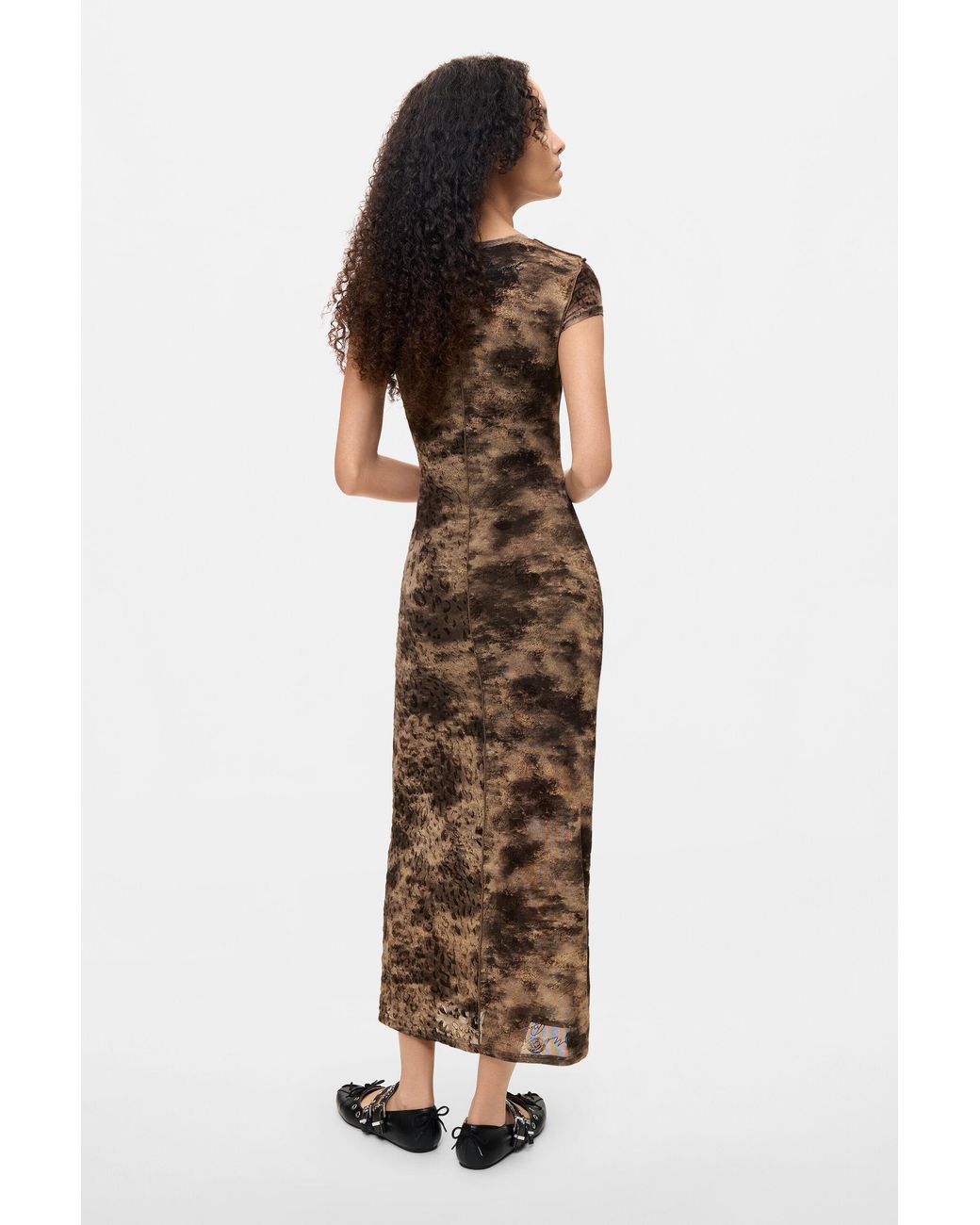 Desigual Black Midi Dress With Animal Print, Polyester