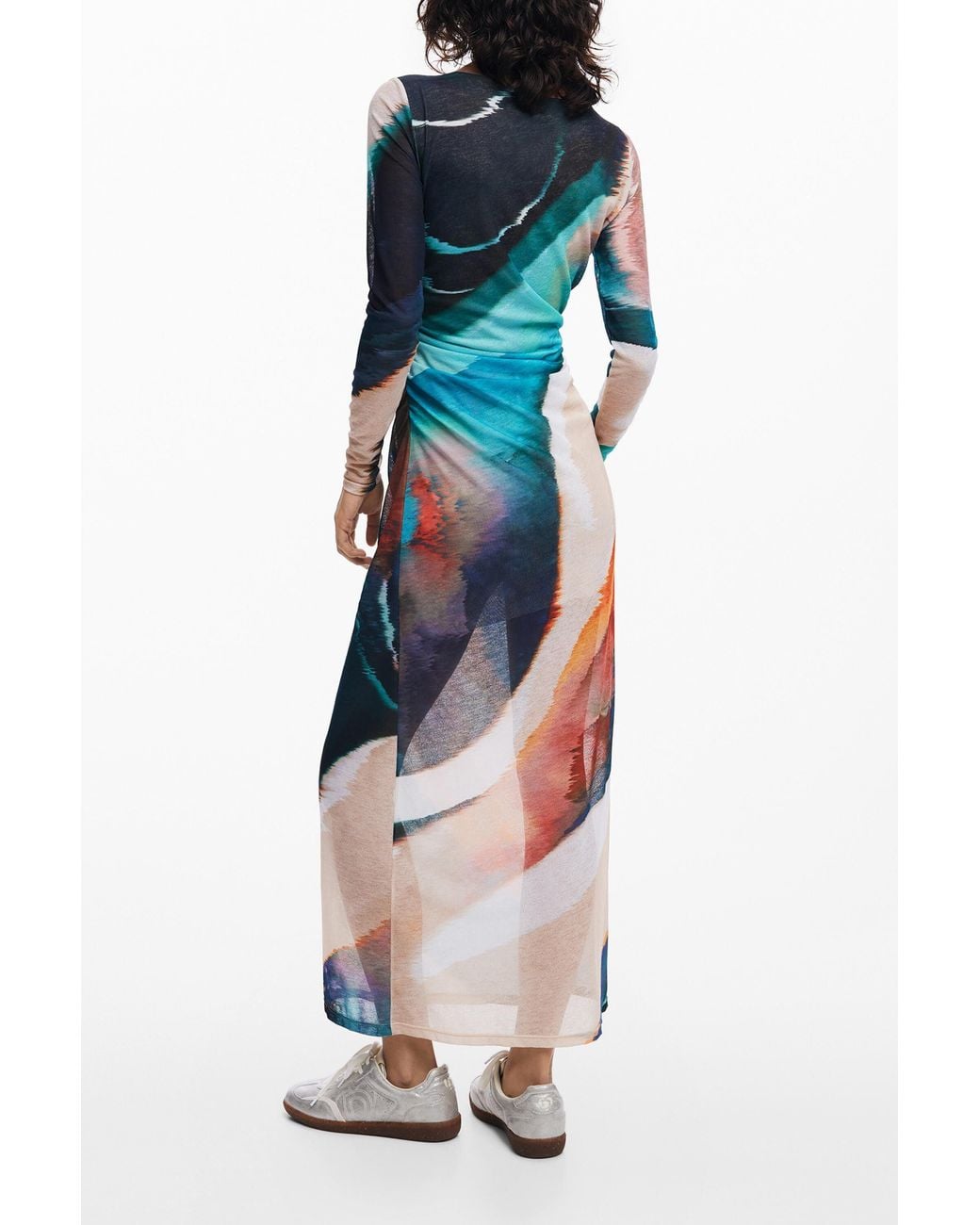 Desigual White Printed Dress, Polyester