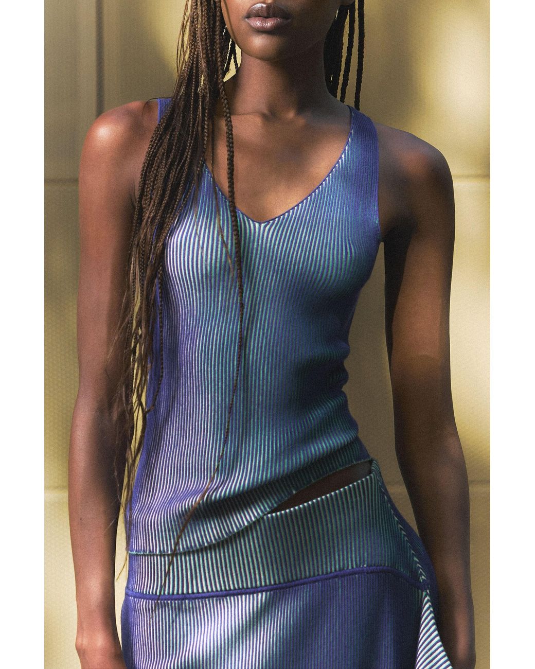 Desigual Blue Iridescent Knit Strap Top
