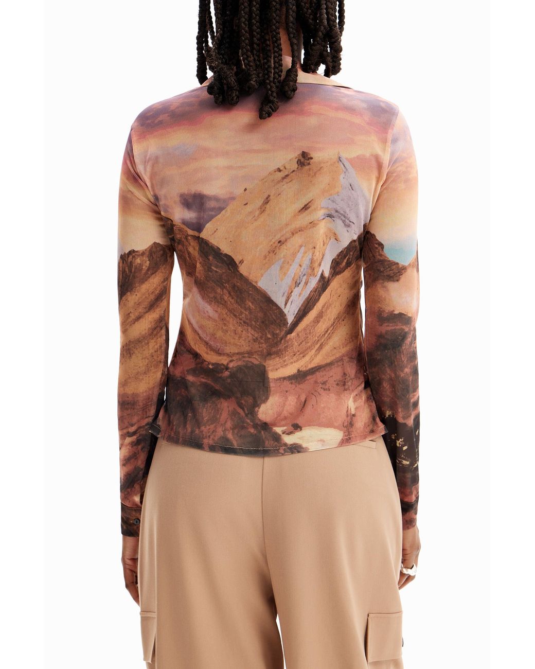 Desigual Multicolor Gathered Tulle Landscape T-Shirt, Polyester