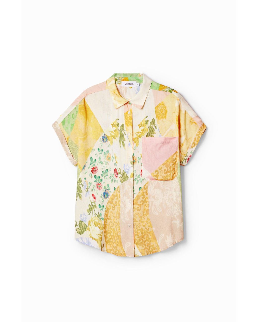 Desigual Metallic Floral Patchwork Shirt, Viscose