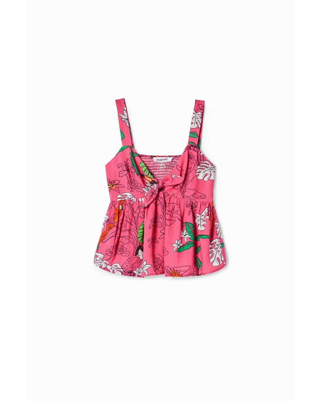 Desigual Red Tropical Strap Top, Viscose
