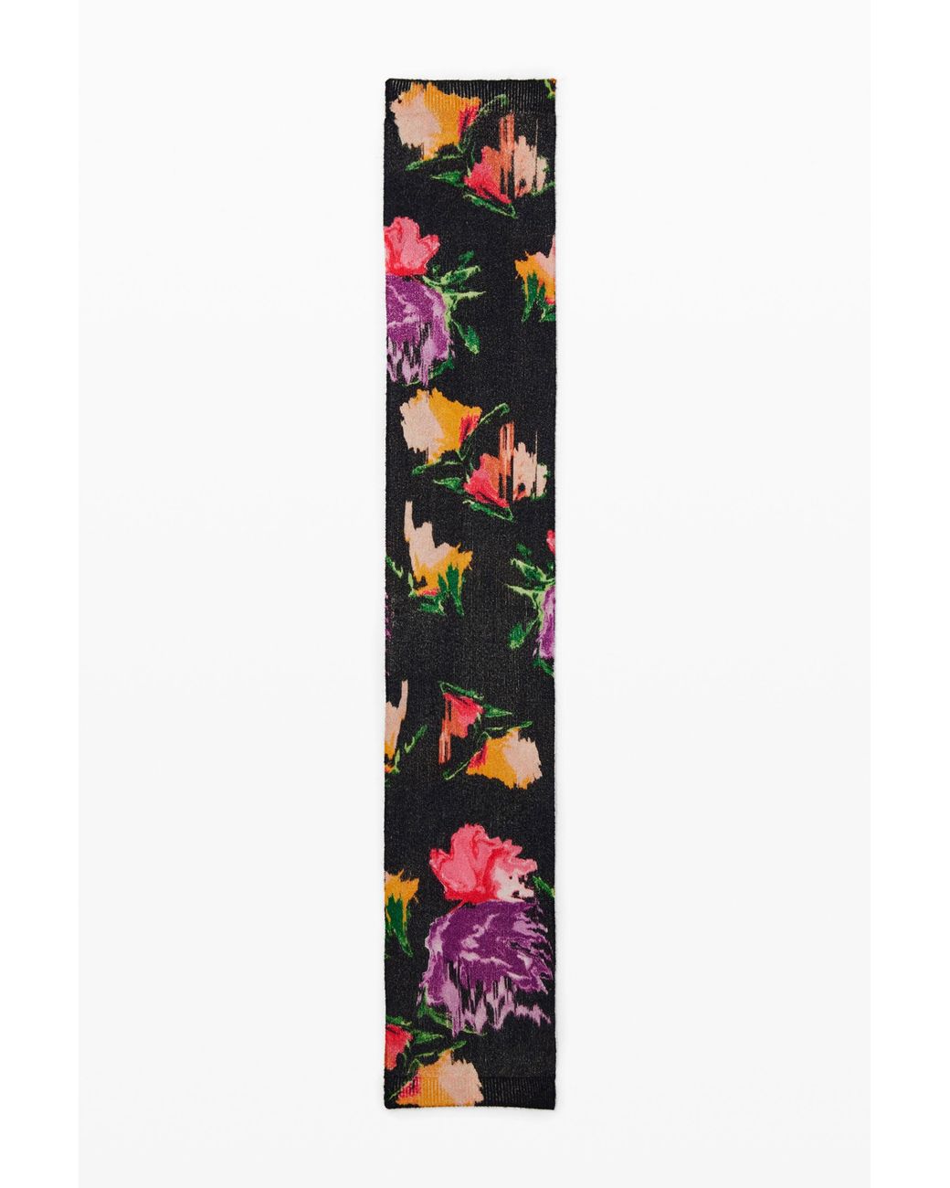 Desigual White Long Floral Scarf