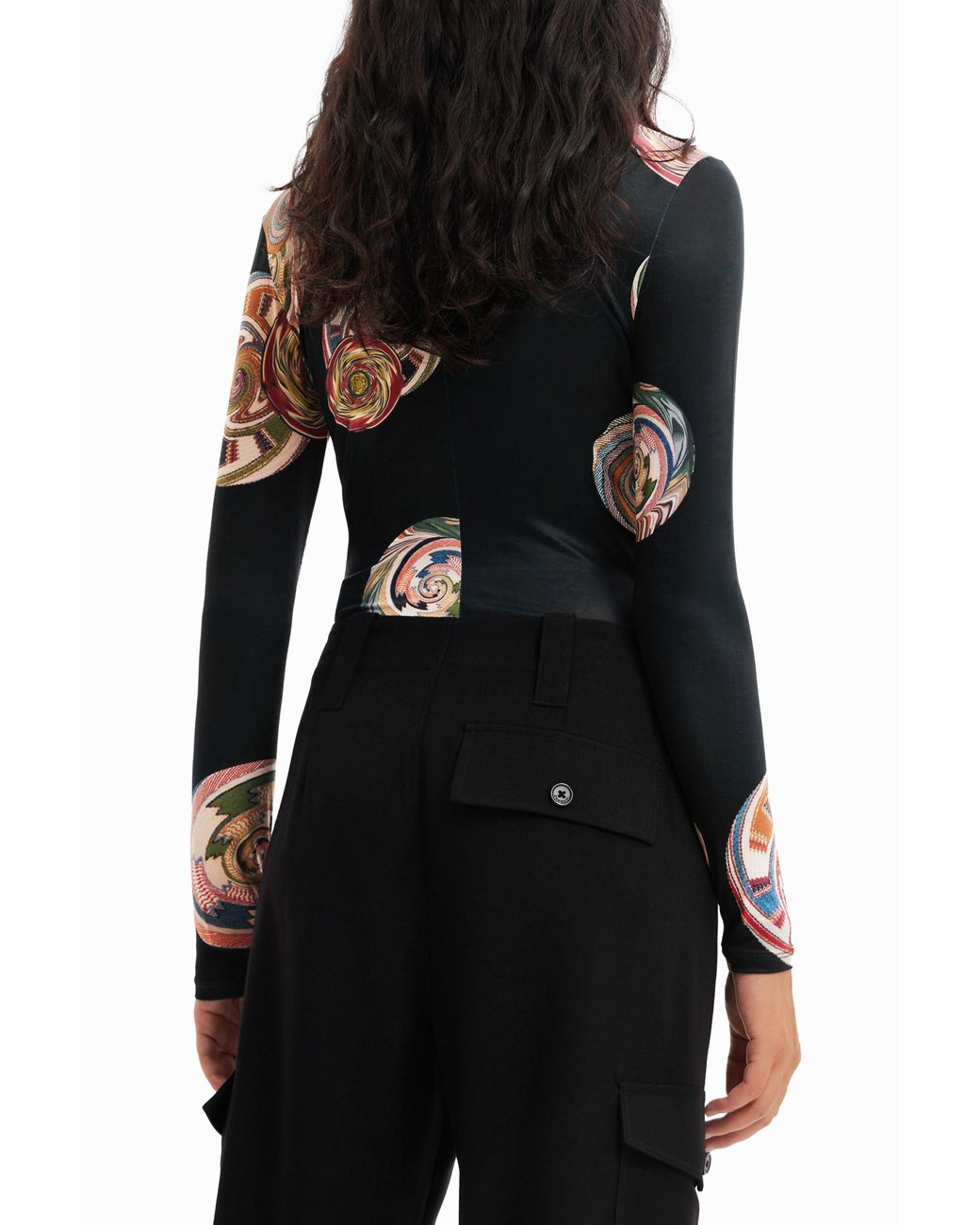 Desigual Black Slim Circles Body, Acetate