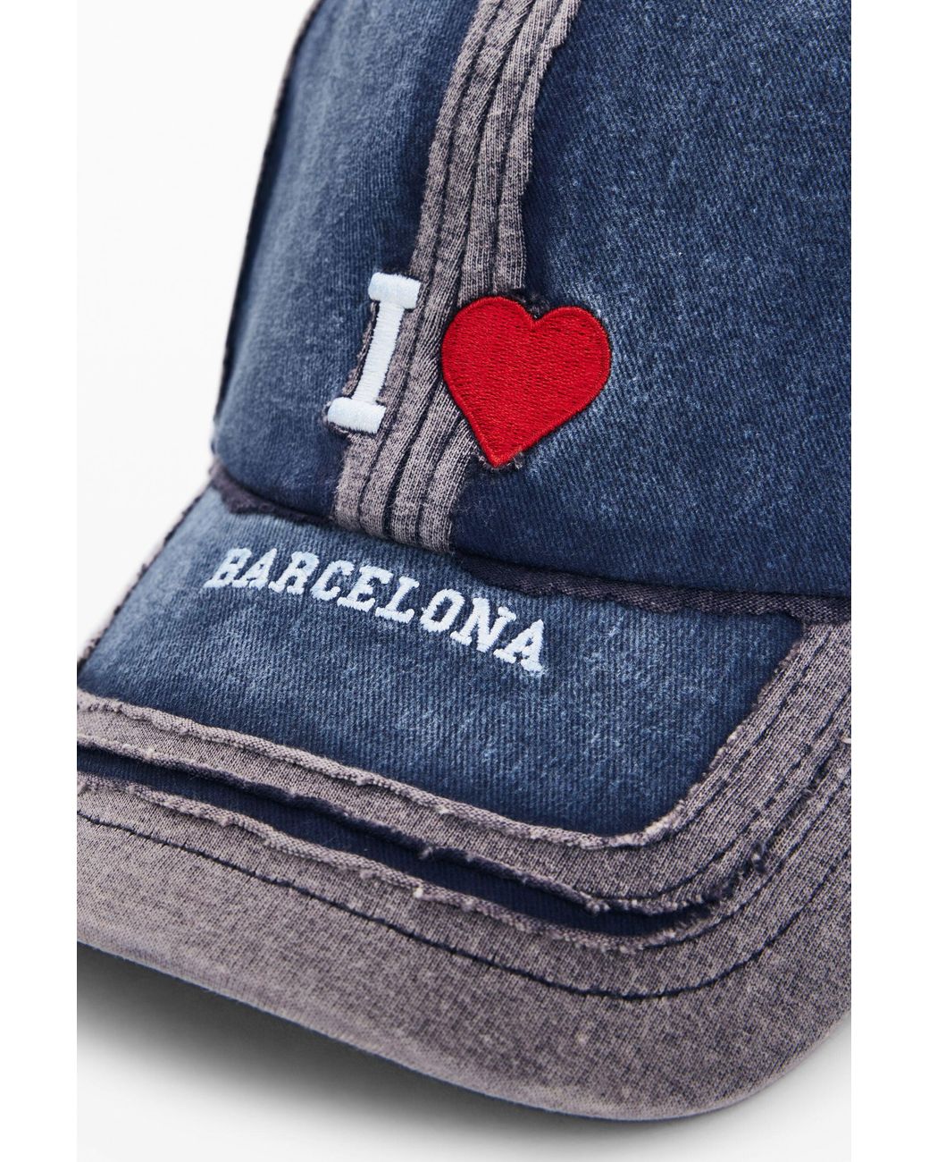 Desigual Blue Embroidered Cap "I Love Barcelona" Botter, Cotton