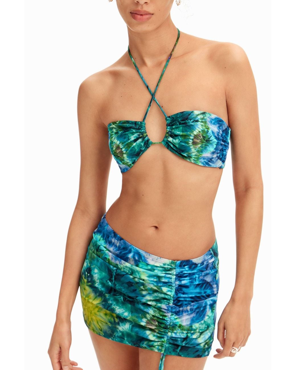 Desigual Blue Tie-Dye Mini Skirt