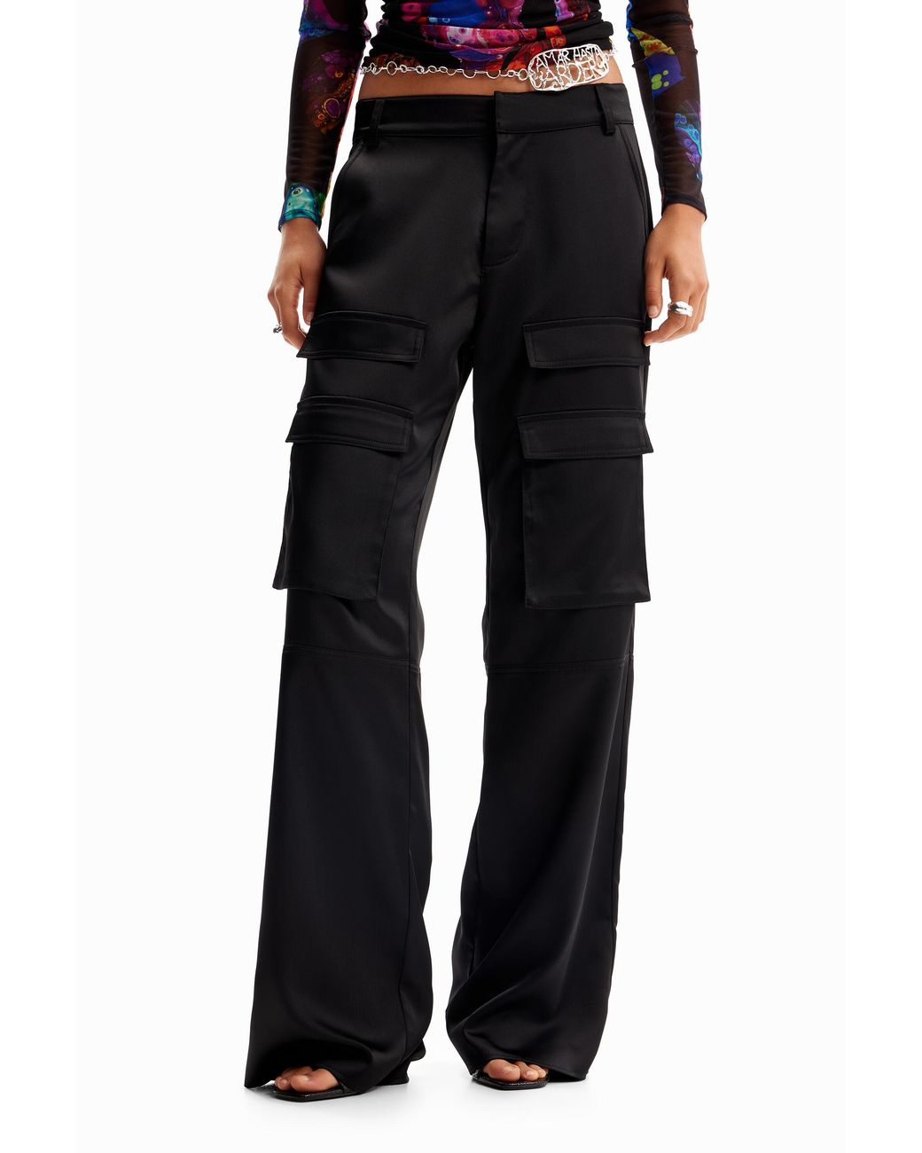 Desigual Black M. Christian Lacroix Cargo Trousers, Polyester
