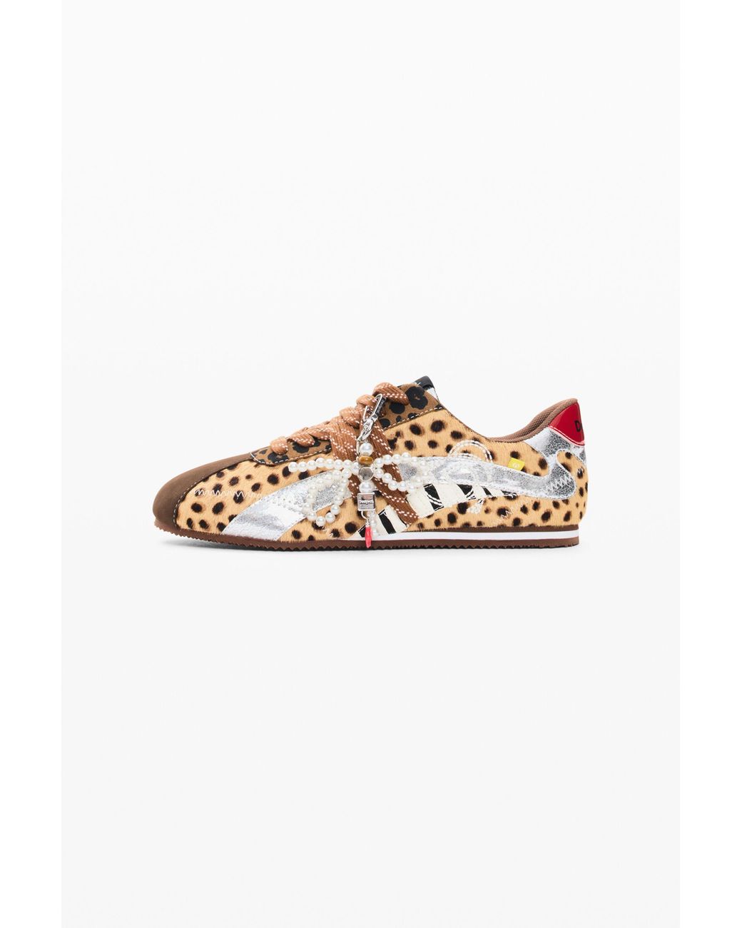 Desigual White Animal Print Sneakers 100% Leather
