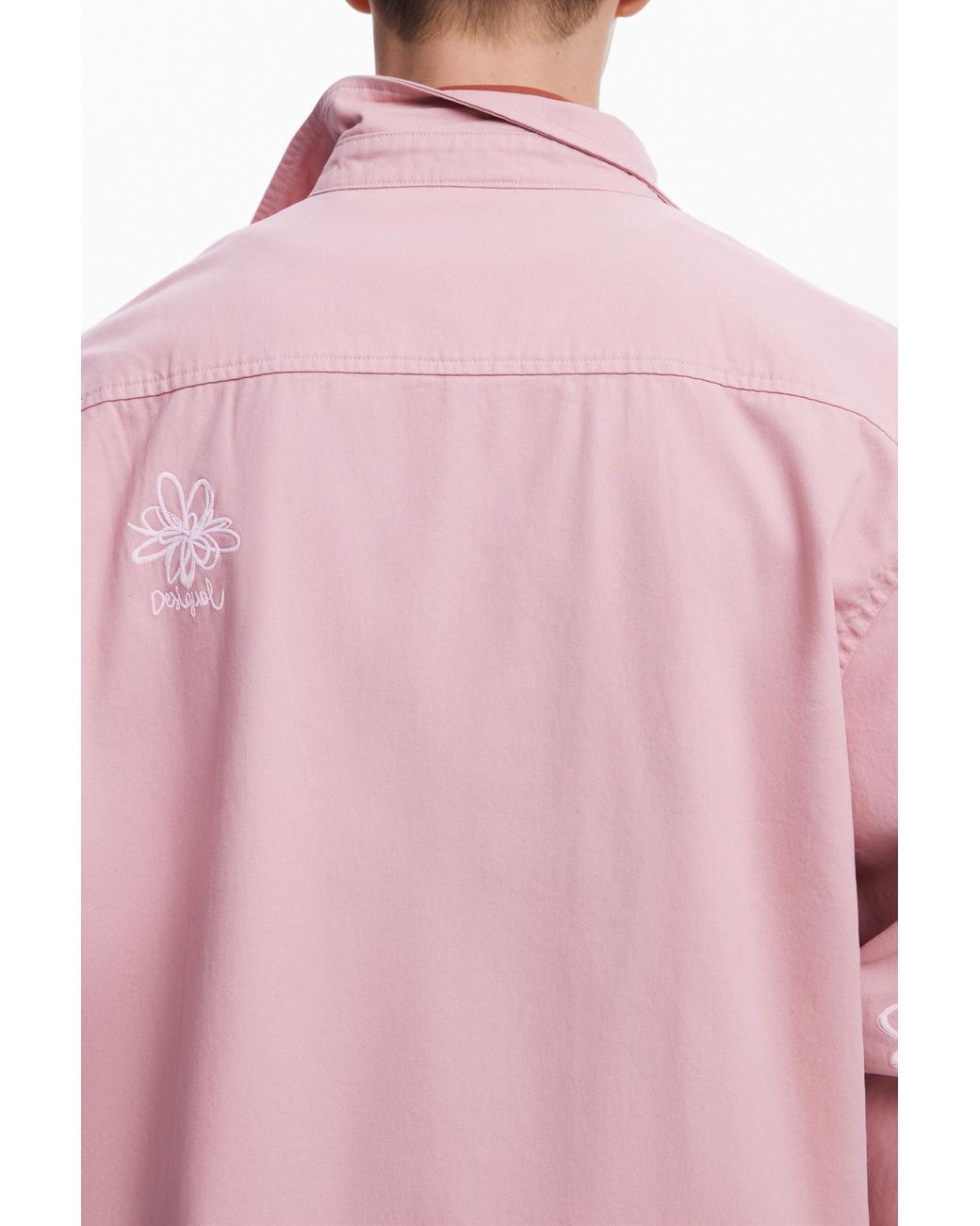 Desigual Pink Embroidered Shirt, Cotton for men