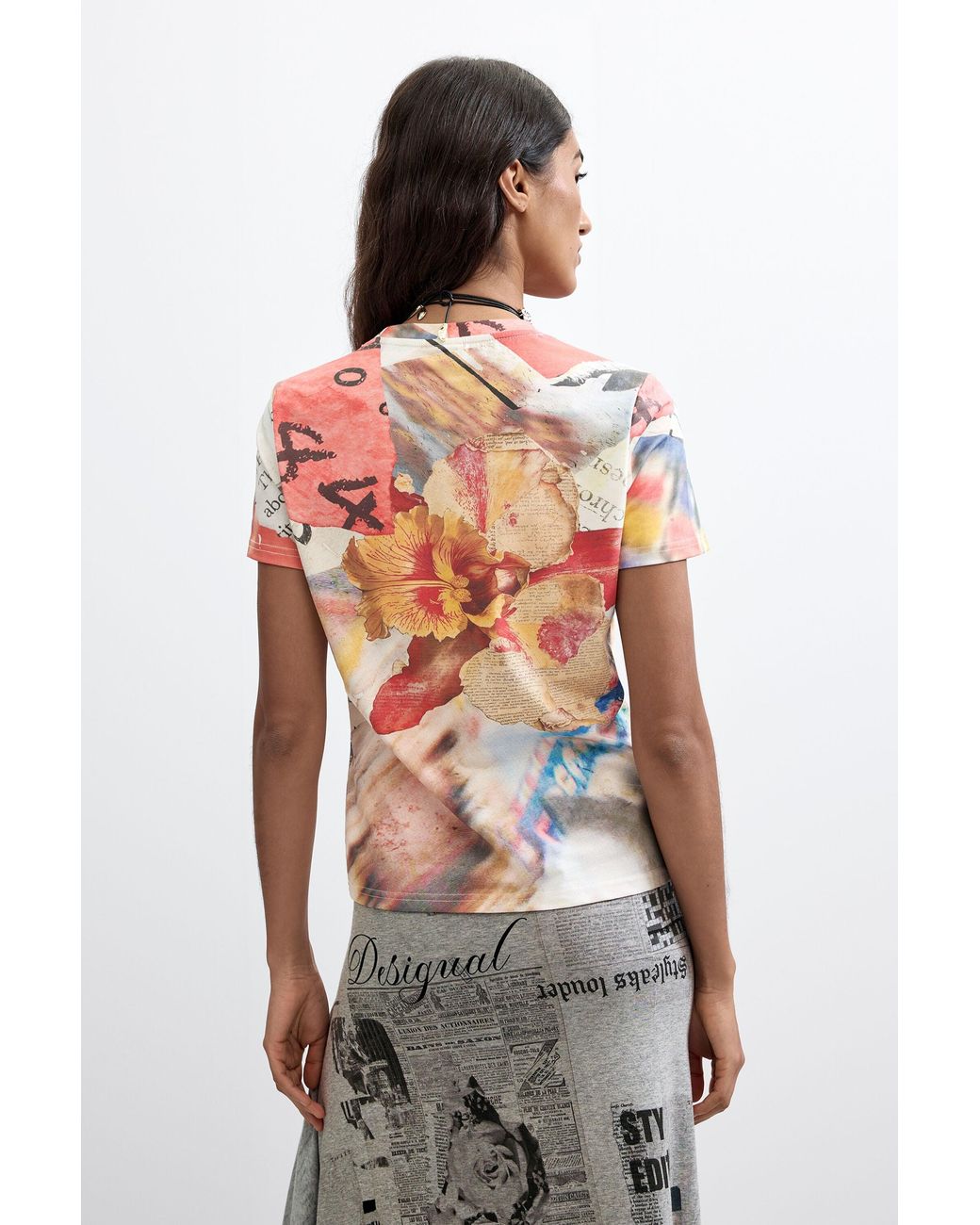 Desigual Multicolor Floral Printed T-Shirt, Cotton