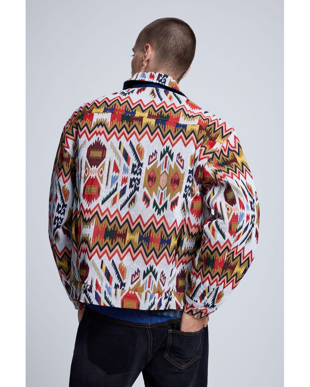 Desigual White Patchwork Print Jacket for men