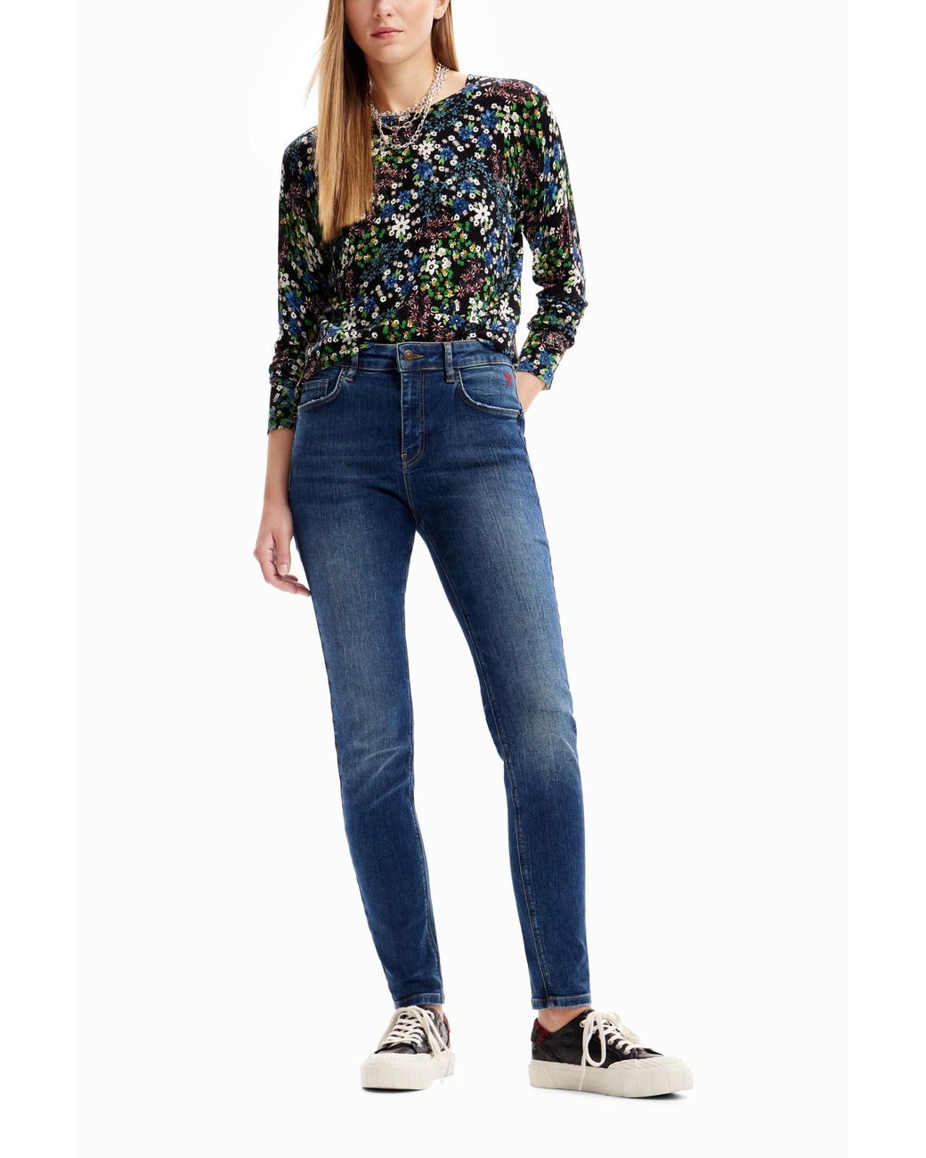 Desigual Blue Push-Up Skinny Jeans, Cotton