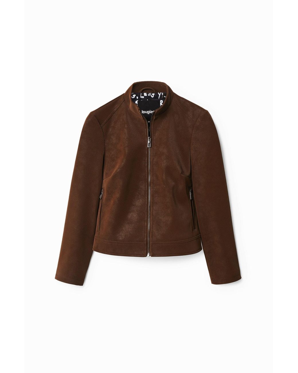 Desigual Brown Suede-Effect Jacket, Polyurethane