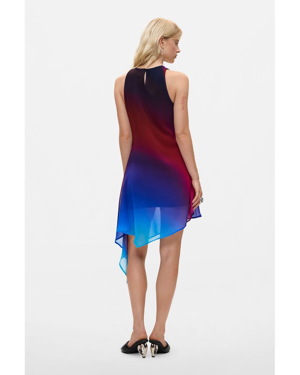 Desigual Red Asymmetric Tulle Dress, Polyester