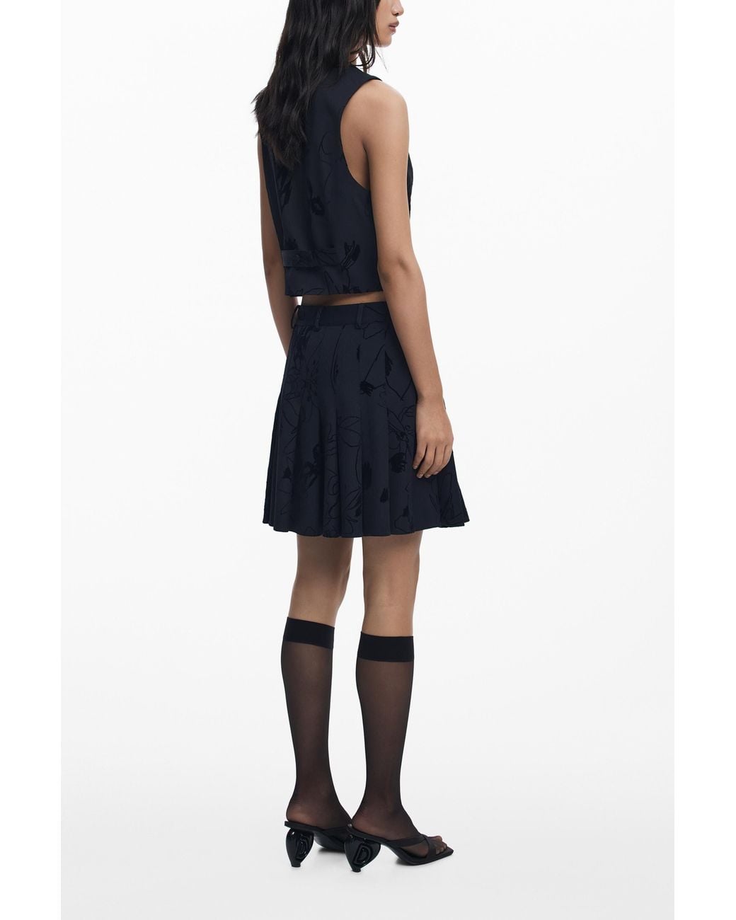 Desigual Blue Tailor Flocked Vest