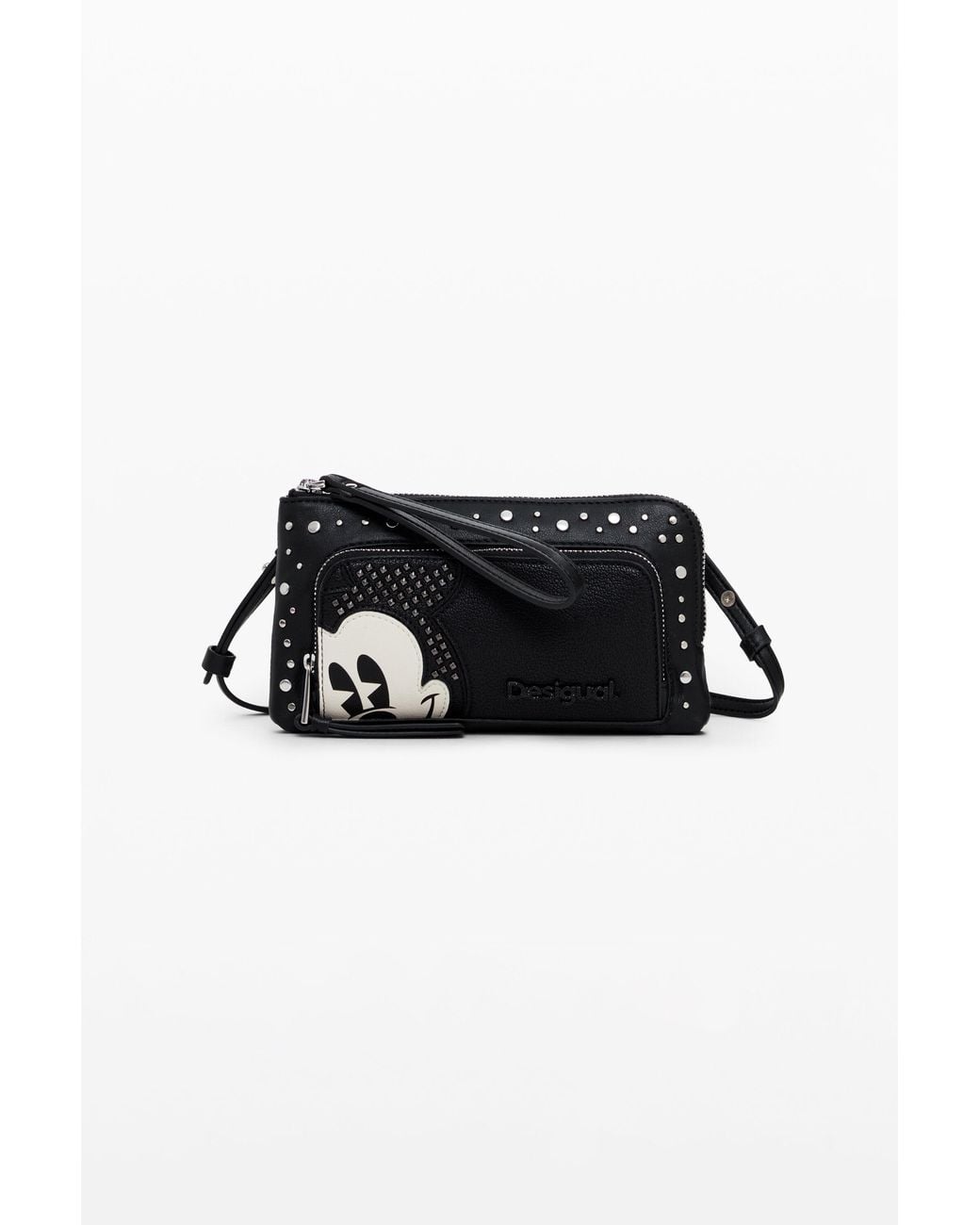 Desigual Black L Studded Wallet Mickey, Polyurethane