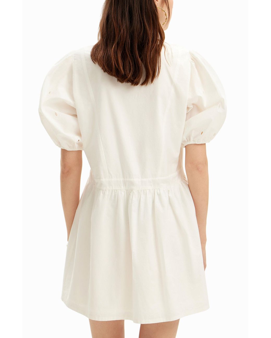 Desigual White Poplin Mini Dress, Cotton