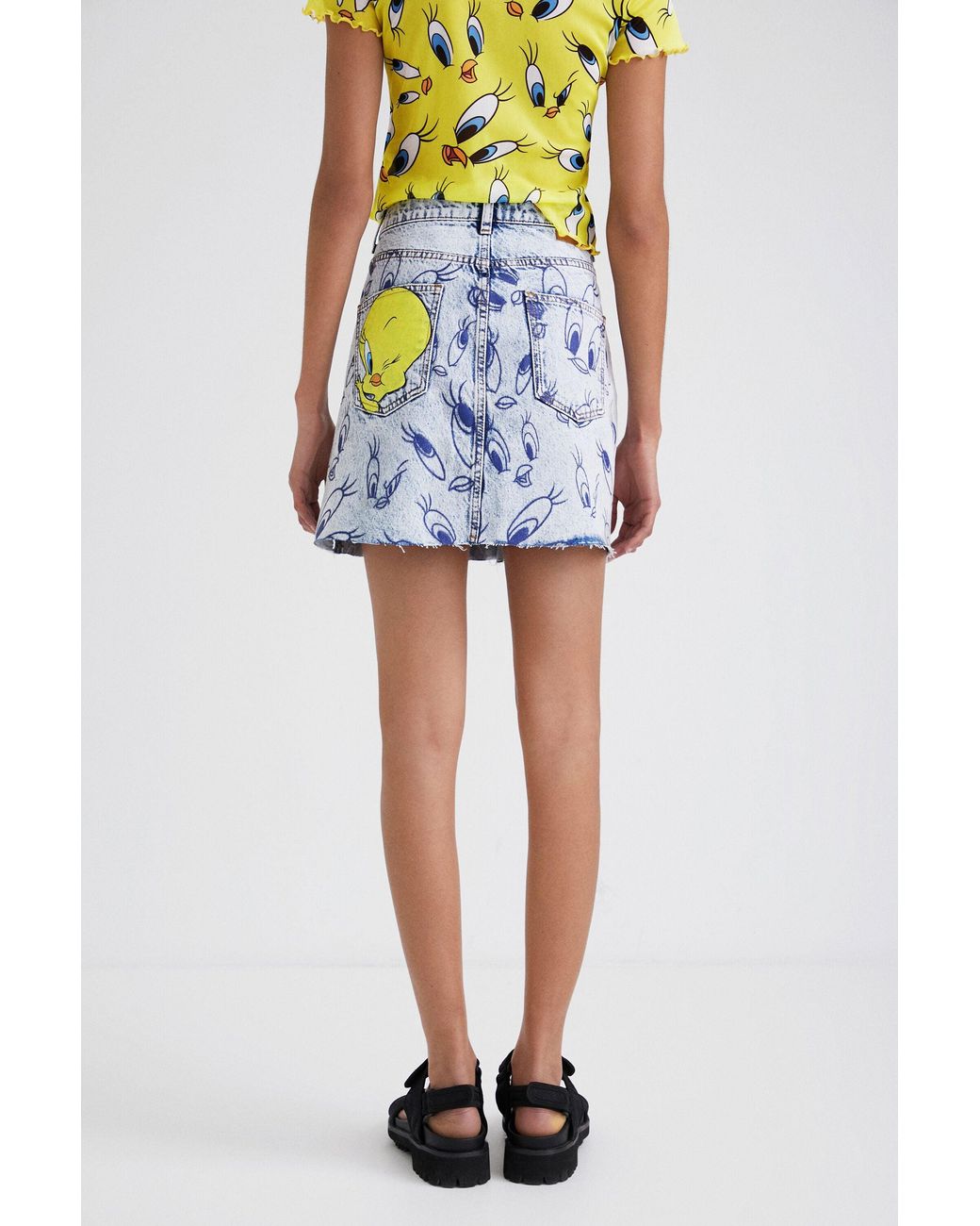 Desigual Blue Tweety Denim Mini Skirt, Cotton