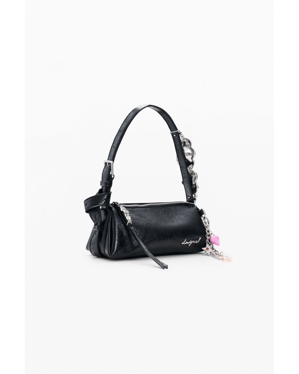 Desigual Black Small Bag With Charms, Polyurethane