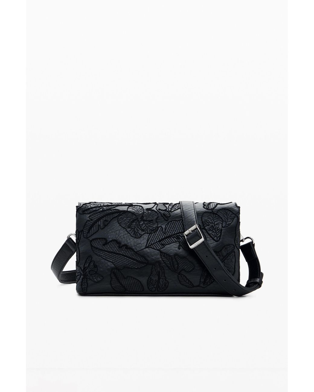 Desigual Black Medium Embroidered Crossbody Bag, Polyurethane