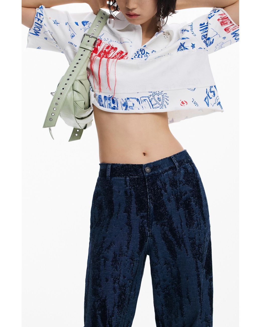 Desigual White Crop Polo Shirt, Cotton