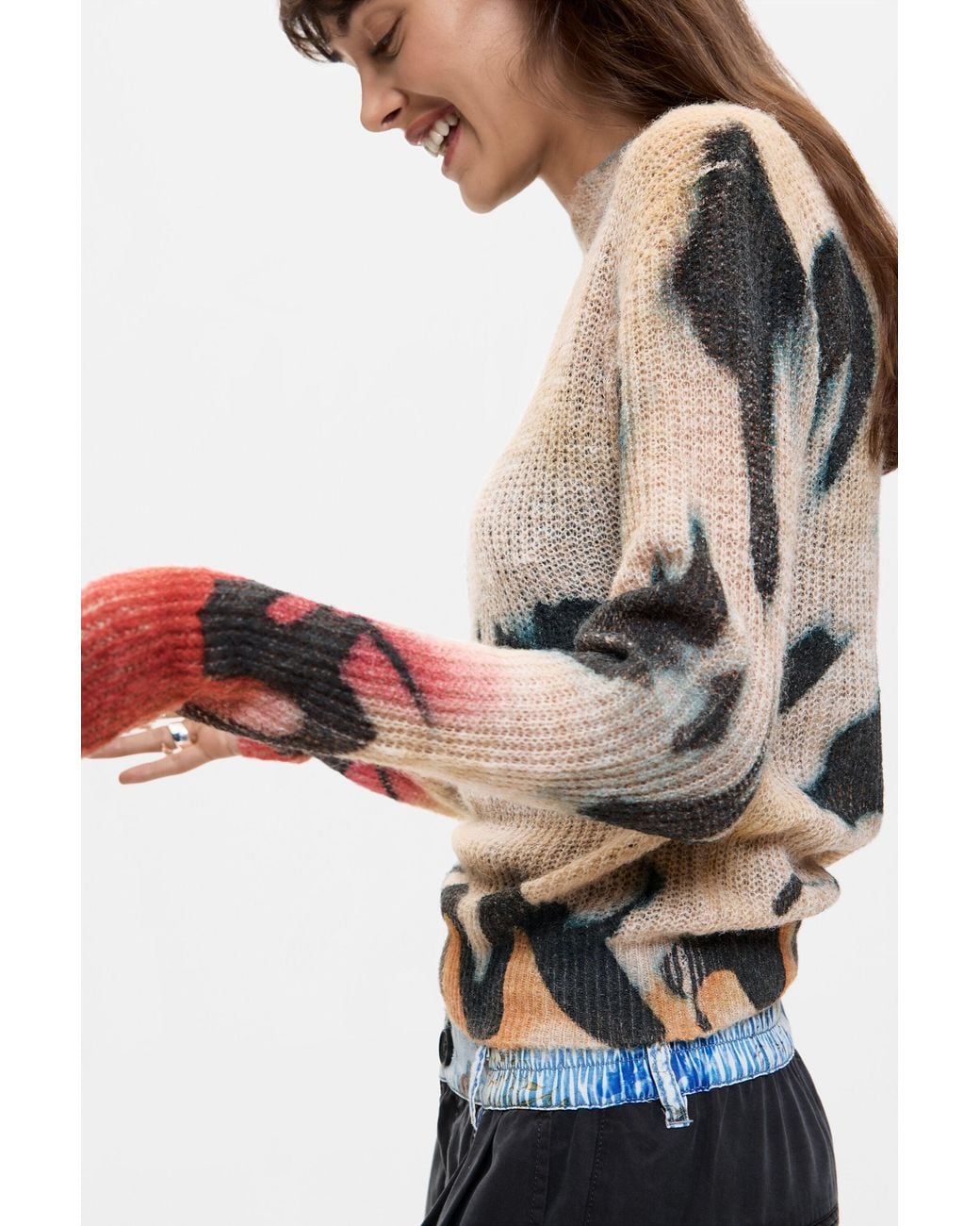 Desigual Yellow Tie-Dye Printed Sweater