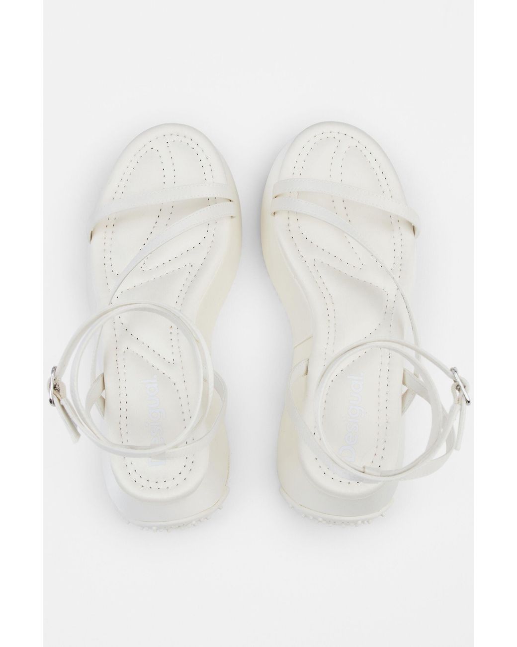 Desigual White Platform Strap Sandal, Polyester