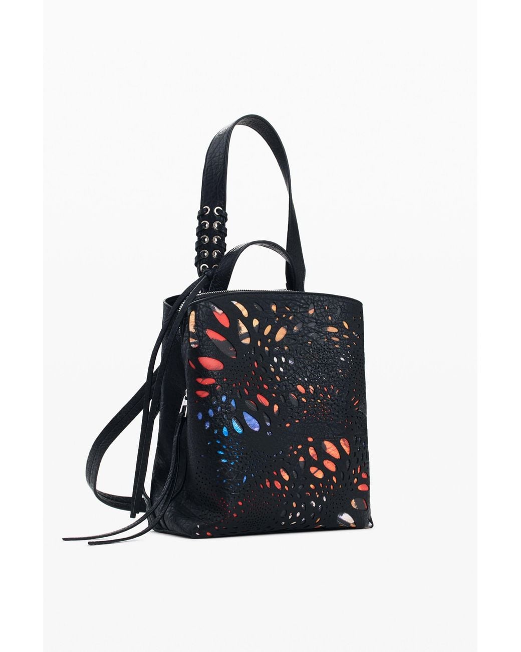 Mochila Mini Mariposa, Poliuretano, Negro Desigual de color Black