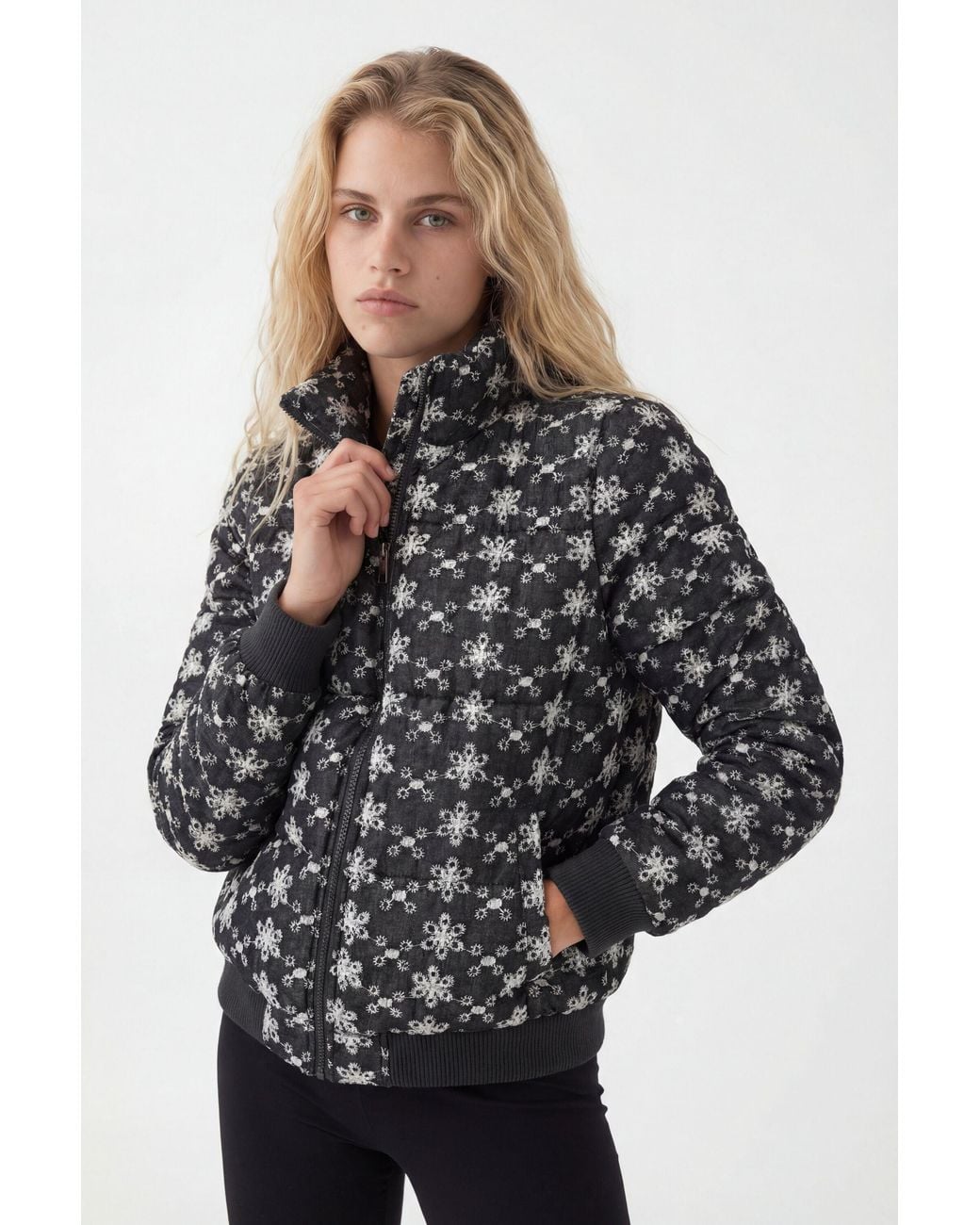 Desigual Black Lace Quilted Jacket