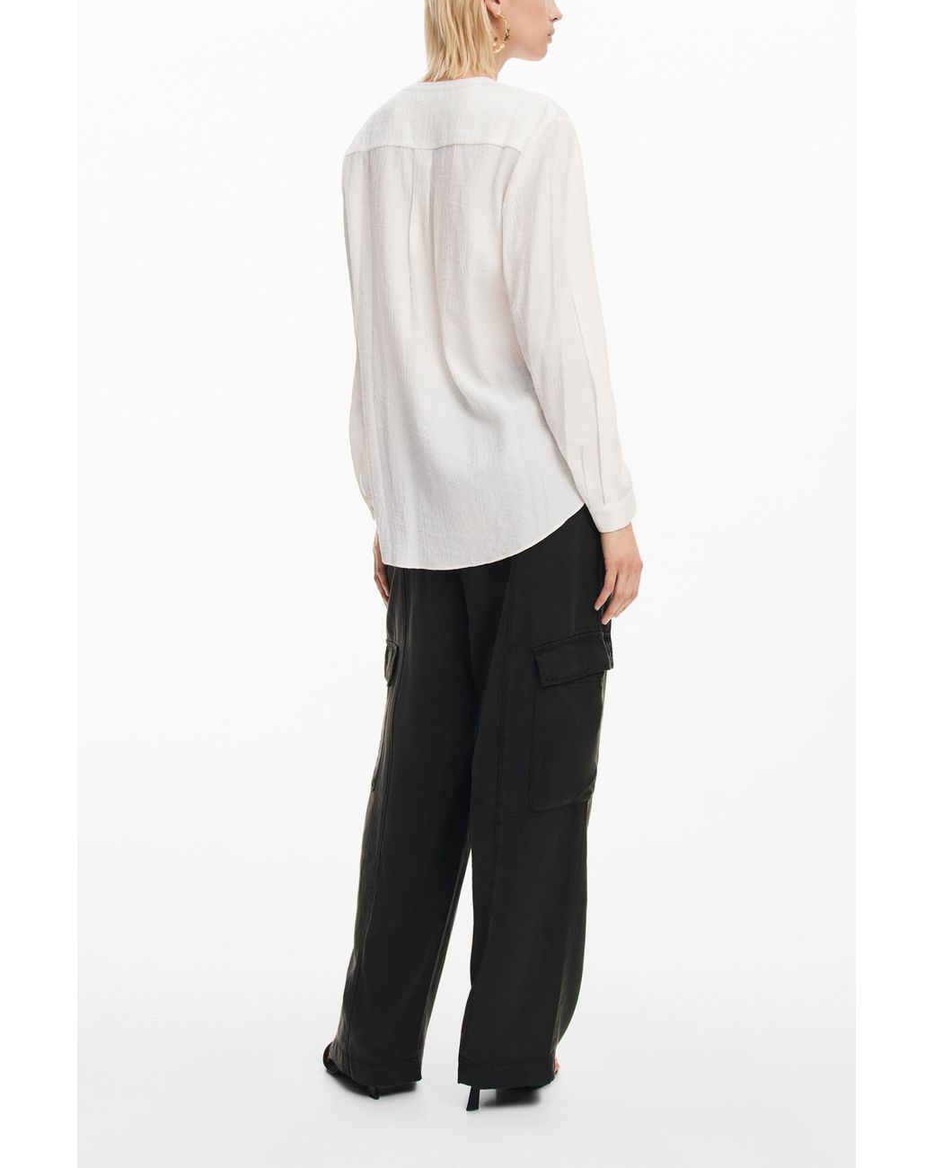 Desigual White Embroidered Flower Blouse
