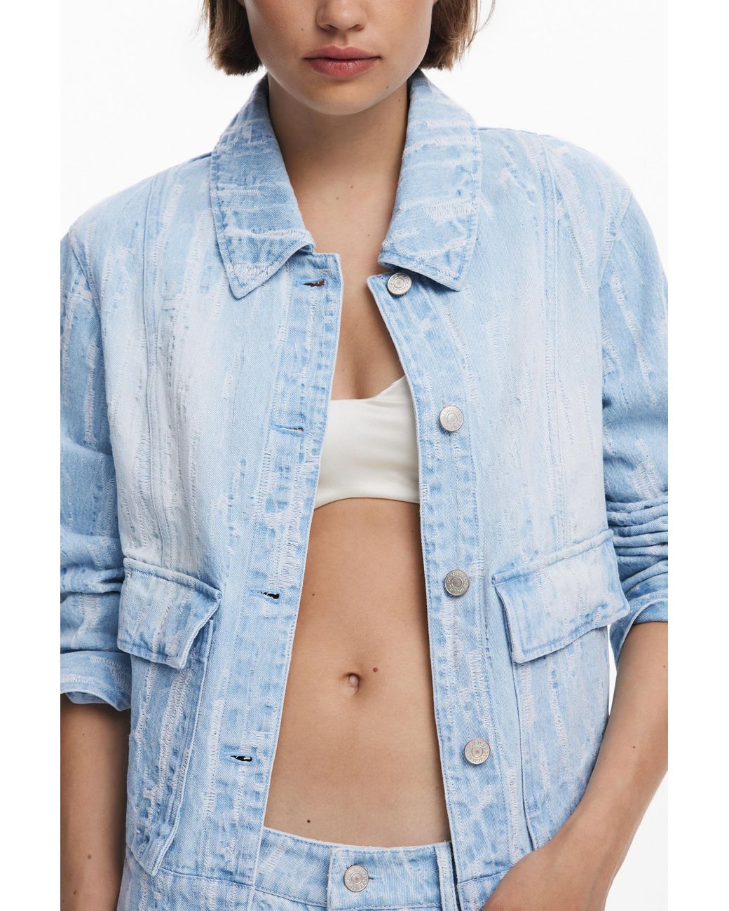 Desigual Blue Denim Jacket With Pockets, Cotton