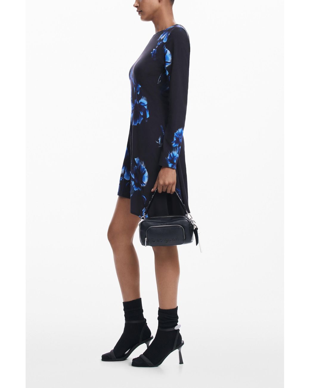 Desigual Blue Asymmetrical Cut Dress, Viscose
