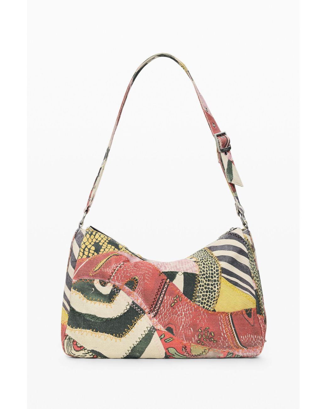 Desigual White Medium Printed Bag, Cotton