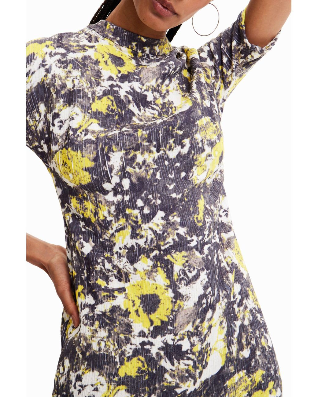 Desigual White Short Mineral Knit Dress