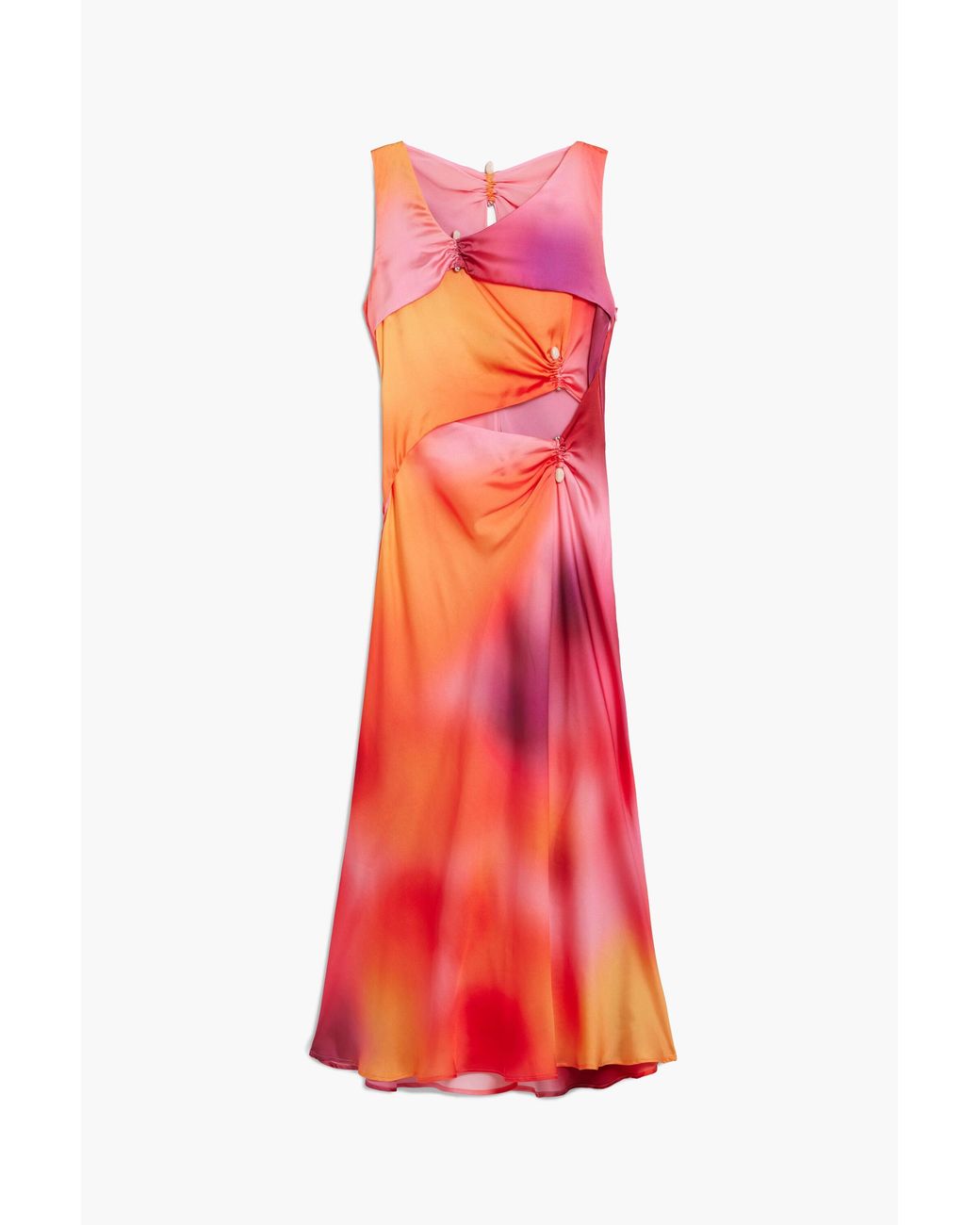 Desigual Red Long Dress With Piercings, Viscose