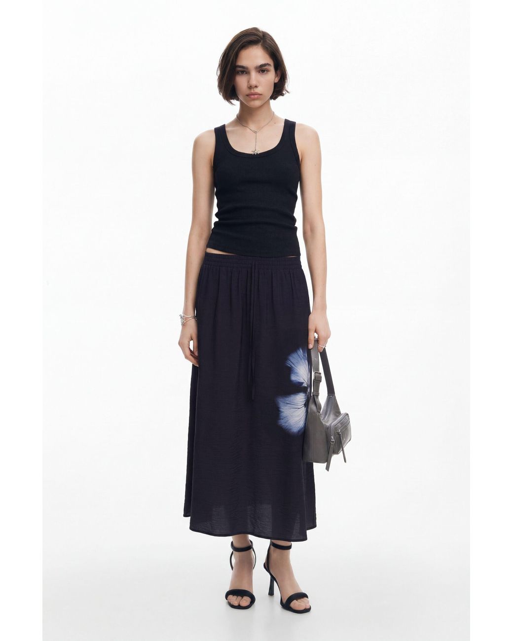 Desigual Blue Long Floral Skirt
