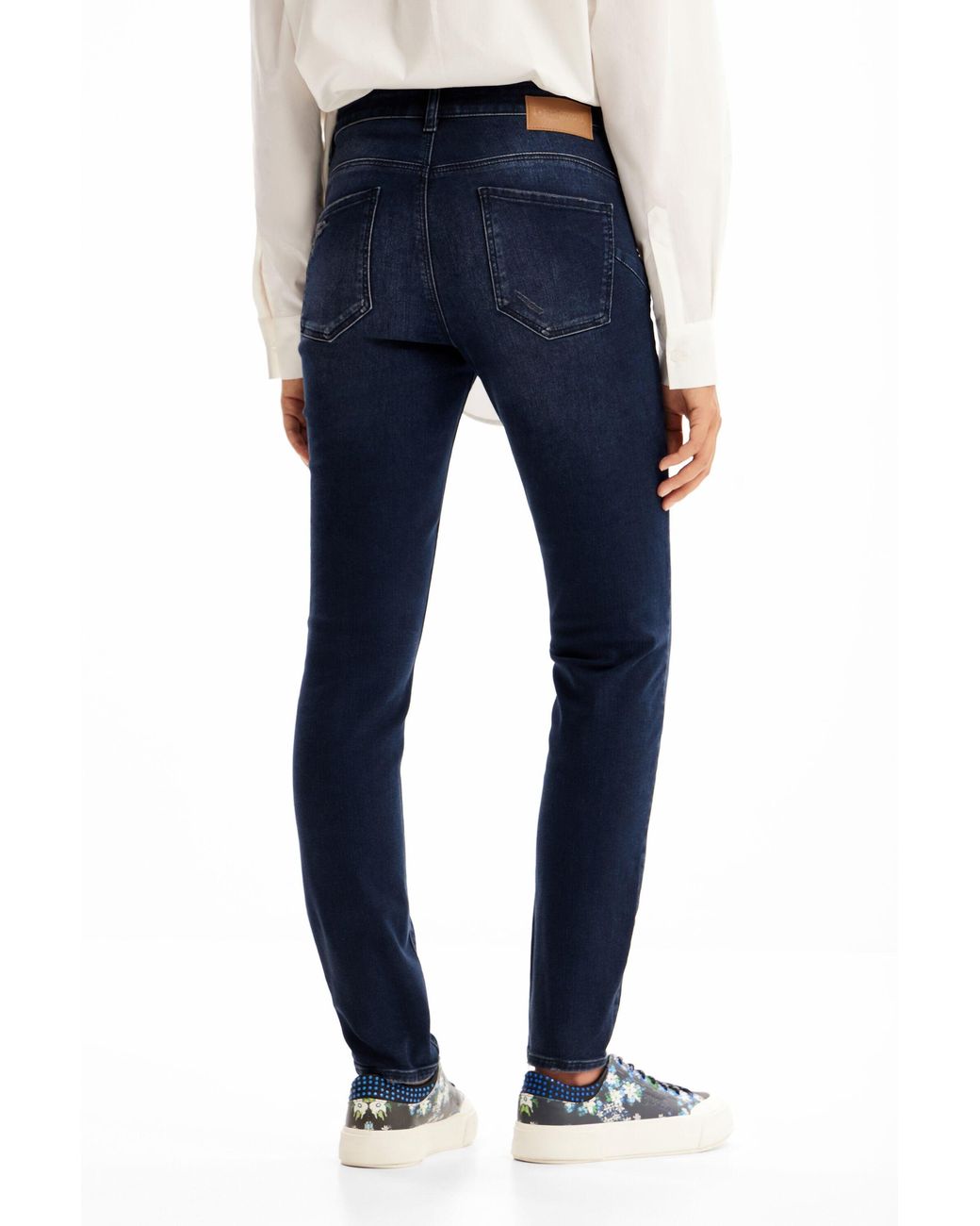 Desigual Blue Embroidered Push-Up Skinny Jeans, Cotton