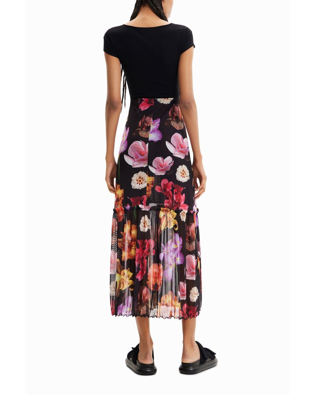 Desigual Red M. Christian Lacroix Combination Floral Long Dress