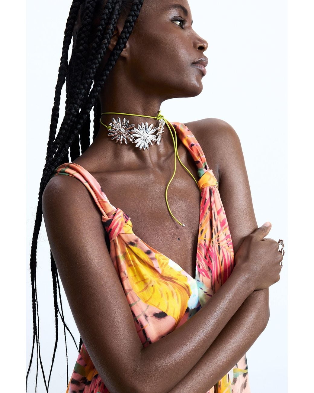 Desigual White Tropical Short Jumpsuit, Viscose