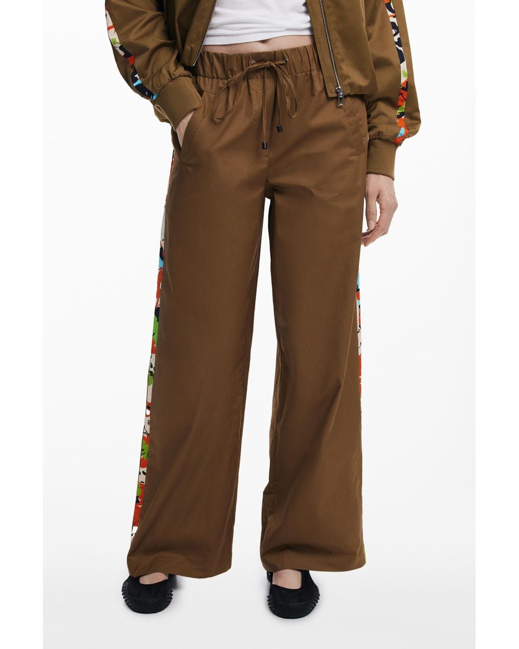 Desigual Brown Trousers Designed By Mr. Christian Lacroix, Cotton
