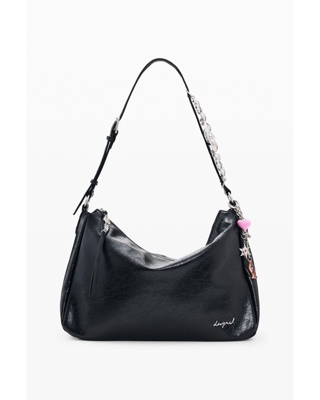 Desigual Black Square Faux Leather Bag, Polyurethane